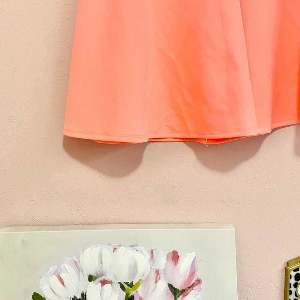 Charlotte Russe | Neon Coral Scuba Skater Skirt - Picture 2 of 3
